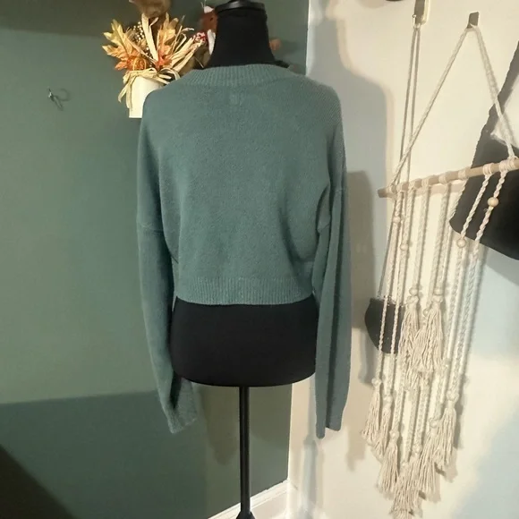 Hollister Blue and Green Argyle Cardigan Y2K Size Small - Picture 4 of 5